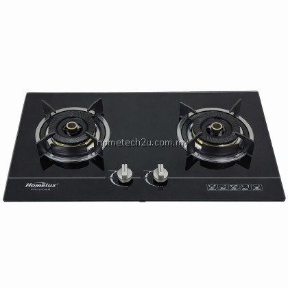 HOMELUX Built-In Stainless Steel Gas Hob 2 Burner Powerful 3.5kW+3.5kW Brass Burner Dapur Gas Tanam Heavy Duty Cooker