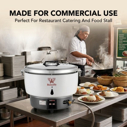 Butterfly Commercial Gas Rice Cooker 10L Heavy Duty LPG Rice Cooker For Restaurant Catering Kantin 50 Pax