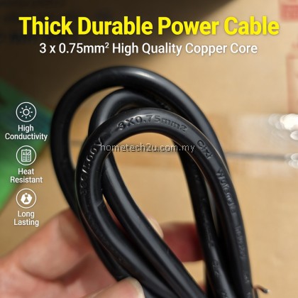 Premium 3 Pin AC C15 Power Cord 1.5M | 13A SIRIM Approved | Kettle Rice Cooker PC Cable Wire