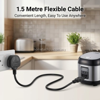 Premium 3 Pin AC C15 Power Cord 1.5M | 13A SIRIM Approved | Kettle Rice Cooker PC Cable Wire