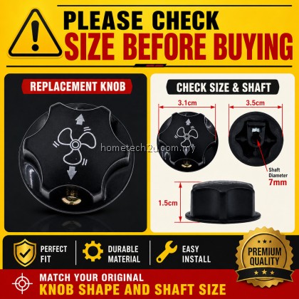 Universal Industrial Horn Fan Knob Switch Replacement | Floor Stand Electric Fan Speed Control Knob Cap Switch Butang