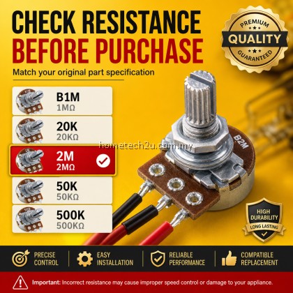 Commercial Blender Speed Control Switch Potentiometer | Variable Resistor B1M / 20K / 2M / 50K / 500K | With Wire & Pin Commercial Blender Speed Control Switch Potentiometer | Variable Resistor B1M / 20K / 2M / 50K / 500K | With Wire & Pin