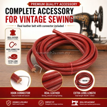 Leather Treadle Belt 183cm 72in Mesin Jahit Kaki Lama Dengan Hook Untuk Singer Flyingman Butterfly Sewing Machine