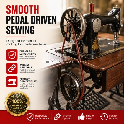 Leather Treadle Belt 183cm 72in Mesin Jahit Kaki Lama Dengan Hook Untuk Singer Flyingman Butterfly Sewing Machine