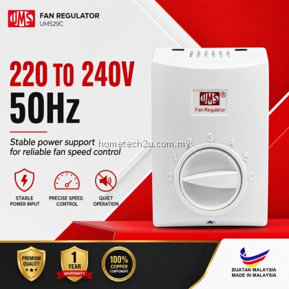 UMS 29C Fan Control Regulator Switch 5 Speed Ceiling Fan Controller 220-240V Malaysia For All Fan Brands UMS 29C Fan Control Regulator Switch 5 Speed Ceiling Fan Controller 220-240V Malaysia For All Fan Brands
