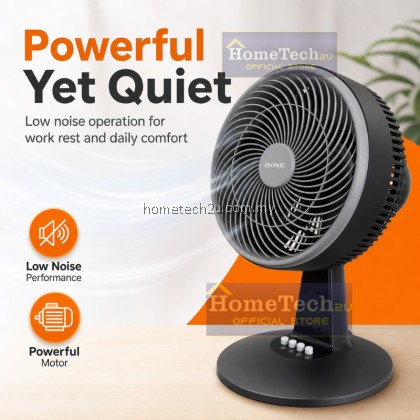 iSONIC 12 Inch Turbo Table Fan 106W Black 5 Blades 3 Speed Oscillation Adjustable Tilt Low Noise Powerful Air iSONIC 12 Inch Turbo Table Fan 106W Black 5 Blades 3 Speed Oscillation Adjustable Tilt Low Noise Powerful Air