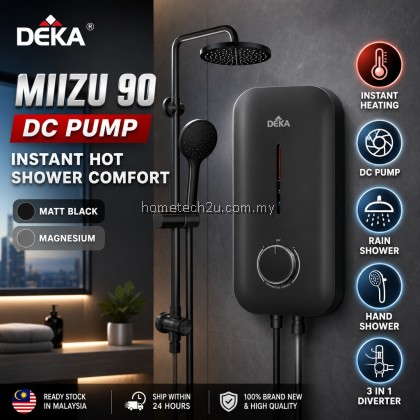DEKA MIIZU 90 DC Pump Electric Instant Water Heater Rain Shower Hand Shower 4.5kW SIRIM Magnesium Black