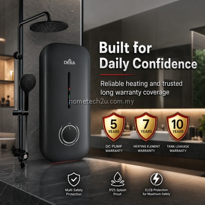 DEKA MIIZU 90 DC Pump Electric Instant Water Heater Rain Shower Hand Shower 4.5kW SIRIM Magnesium Black