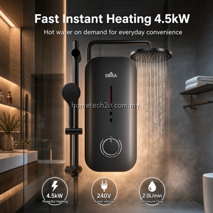 DEKA MIIZU 90 DC Pump Electric Instant Water Heater Rain Shower Hand Shower 4.5kW SIRIM Magnesium Black