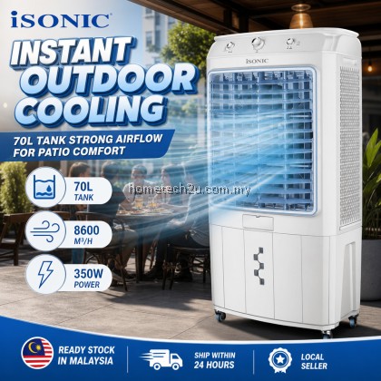ISONIC Air Cooler 70L 350W Portable Evaporative Cooler 8600m3/h 3 Speed Wide Angle Air Cooler Warranty