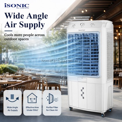 ISONIC Air Cooler 70L 350W Portable Evaporative Cooler 8600m3/h 3 Speed Wide Angle Air Cooler Warranty