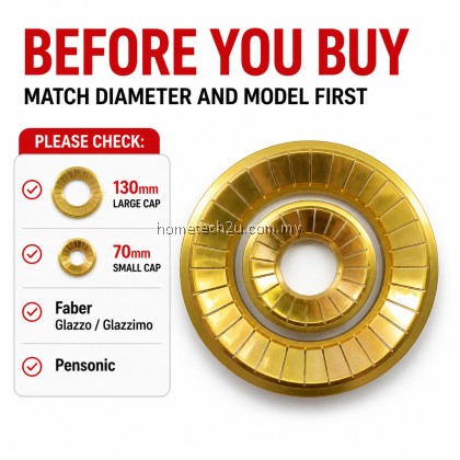 Brass Copper Burner Cap Tunku Dapur Replacement 130mm 70mm Compatible Faber Glazzimo 8132 7133 Pensonic Stove Part