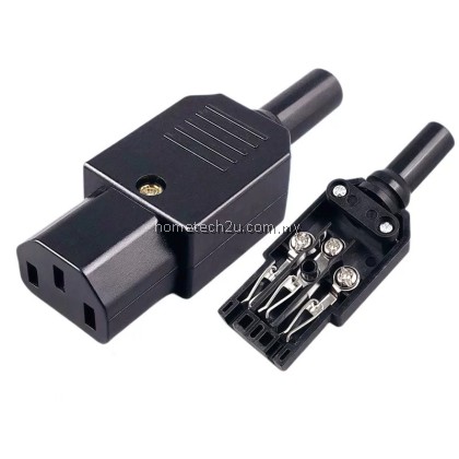 C13 Female C14 Male IEC 320 3 Pin Rewirable AC Power Cord Connector 16A 250V Straight Black Socket Plug DIY Cable