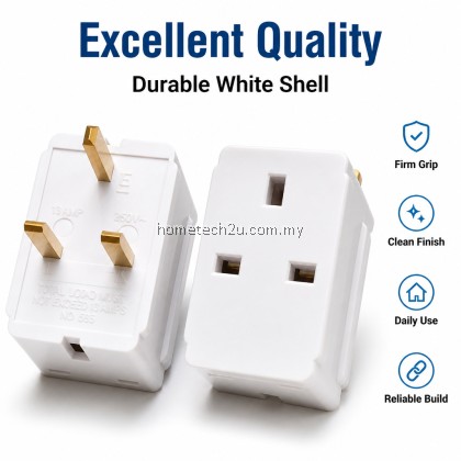 3 Way Adapter 13A UK 3 Pin Plug Multi Socket Extension Travel Adaptor With/Without Neon White Malaysia Ready Stock