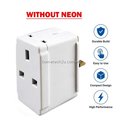3 Way Adapter 13A UK 3 Pin Plug Multi Socket Extension Travel Adaptor With/Without Neon White Malaysia Ready Stock