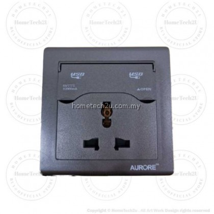 AURORE 13A Universal 3 Pin Wall Switch Socket With 5v 2.3A Dual USB Charging Port LED Indicator AURORE 13A Universal 3 Pin Wall Switch Socket With 5v 2.3A Dual USB Charging Port LED Indicator