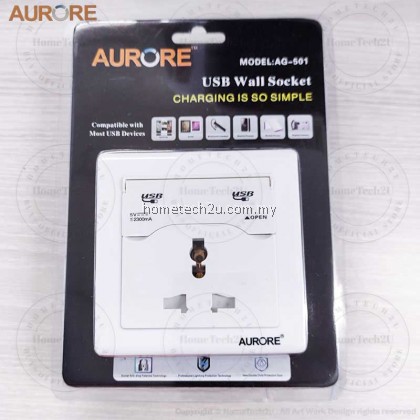 AURORE 13A Universal 3 Pin Wall Switch Socket With 5v 2.3A Dual USB Charging Port LED Indicator AURORE 13A Universal 3 Pin Wall Switch Socket With 5v 2.3A Dual USB Charging Port LED Indicator