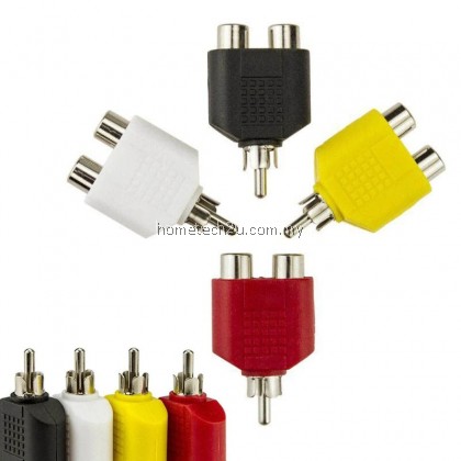 RCA jack Y Splitter AV Audio Video Plug Adapter 1 Male to 2 Female Converter