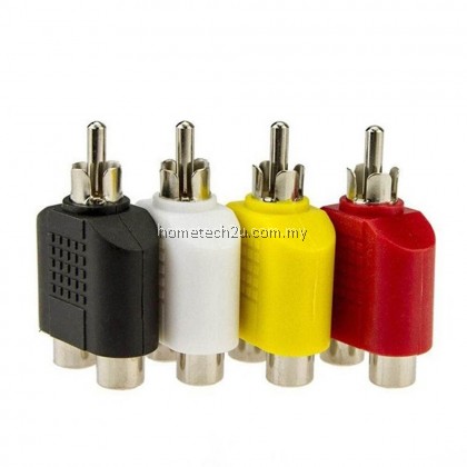 RCA jack Y Splitter AV Audio Video Plug Adapter 1 Male to 2 Female Converter