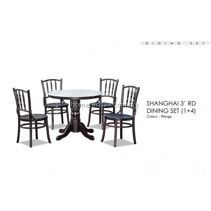 Traditional Coffee Shop Restaurant Rounded Dining Table With Mable Top 1+4