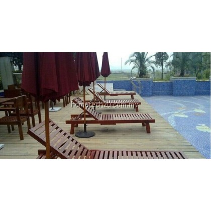 Pisa Wooden Hotel Outdoor Sun loungers With Adjusted Back