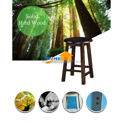 UHome 18 Inch Rounded Wooden Bar Stool Chair For Coffee Shop Restaurant