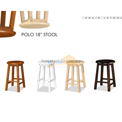 UHome 18 Inch Rounded Wooden Bar Stool Chair For Coffee Shop Restaurant