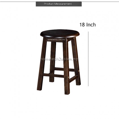 UHome 18 Inch Rounded Wooden Bar Stool Chair For Coffee Shop Restaurant