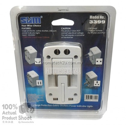 SUM Universal Travel Adapter With Dual USB 2100mA SUM Universal Travel Adapter With Dual USB 2100mA