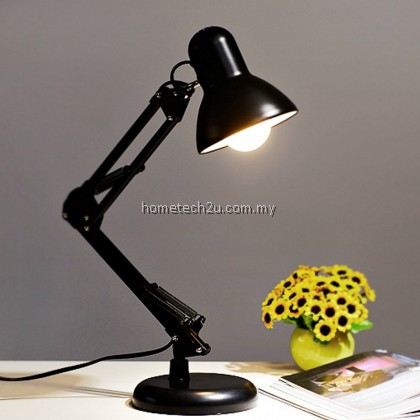 Metal Adjustable Arm Work Office Desk Lamp Table Lamp (Black)  