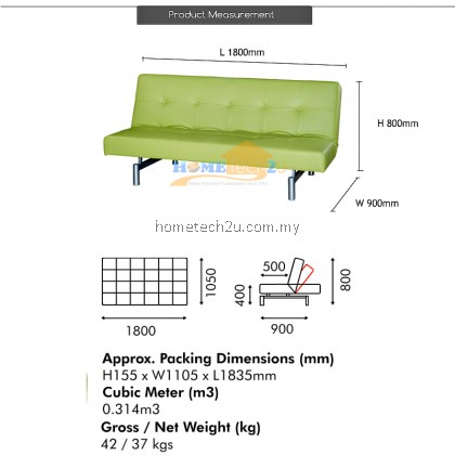 Vicenza 2 Seater Convertible Sofa Bed - Apple Green Vicenza 2 Seater Convertible Sofa Bed - Apple Green