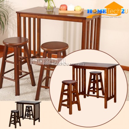 France Wooden Breakfast Dining Set Table + 2 Stool France Wooden Breakfast Dining Set Table + 2 Stool