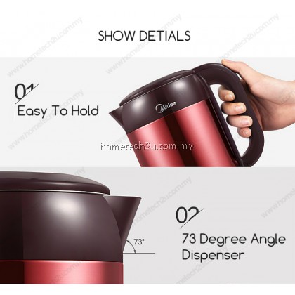 MIDEA JUG KETTLE ANTI SCALD PROTECTION ELEGANT SERIES 1.7L (ELEGANT MAROON)