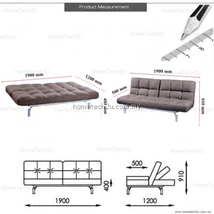 Clo Creative Modern 3 Seater Fabric Sofa Bed - Brown