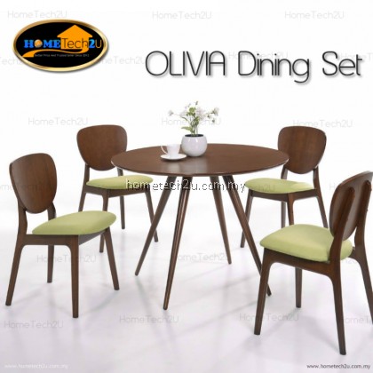 OLIVIA Modern Rounded Wooden Dining Set (1+4) OLIVIA Modern Rounded Wooden Dining Set (1+4)