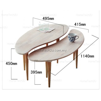 Modern 2 In 1 Bean Connected Coffee Table (Natural)