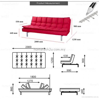 Santillo Queen Size Fabric Sofa Bed (Lava Red)