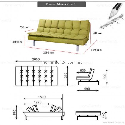 Santillo Queen Size Fabric Sofa Bed (Limeade)