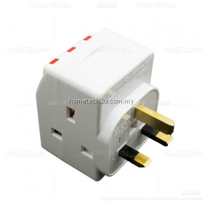 MYHOM 13A 3 Three Way Adaptor With Neon Switch (Sirim Approved)