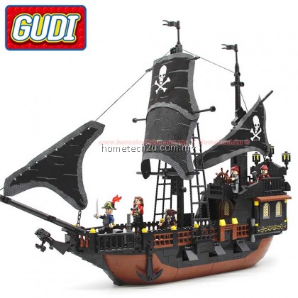 GUDI Building Blocks Compatible with LEGO Black Pearl Pirates of the Caribbean Series Boys Assembled Toys