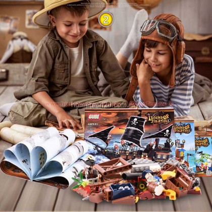 GUDI Building Blocks Compatible with LEGO Black Pearl Pirates of the Caribbean Series Boys Assembled Toys